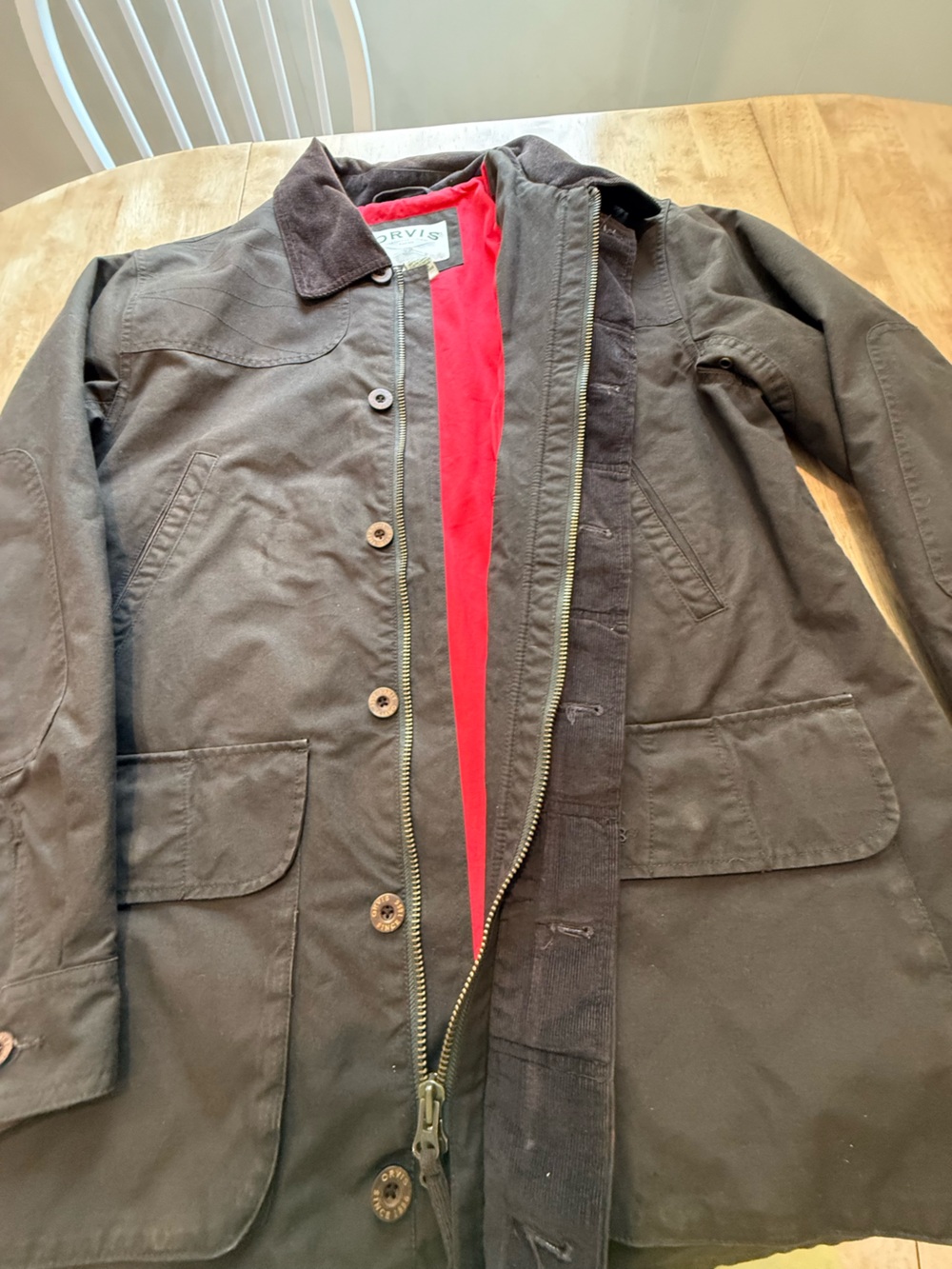 Orvis Heritage Waxed Cotton Field Coat Jacket - Men's Large - Espresso Brown - Picture 3 of 16